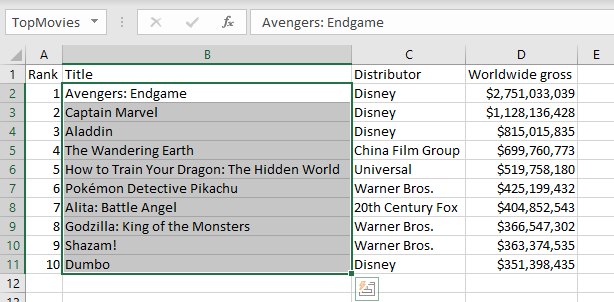 Excel and Ranges step 7