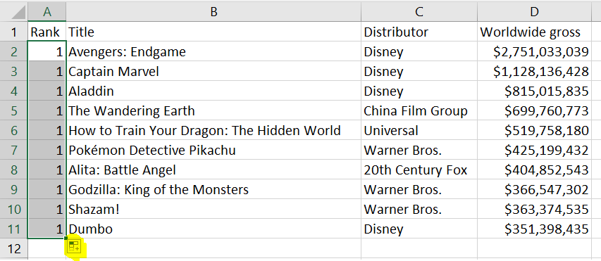 Excel Cells and Ranges step 10