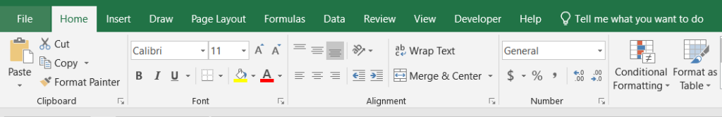 excel ribbon step 1