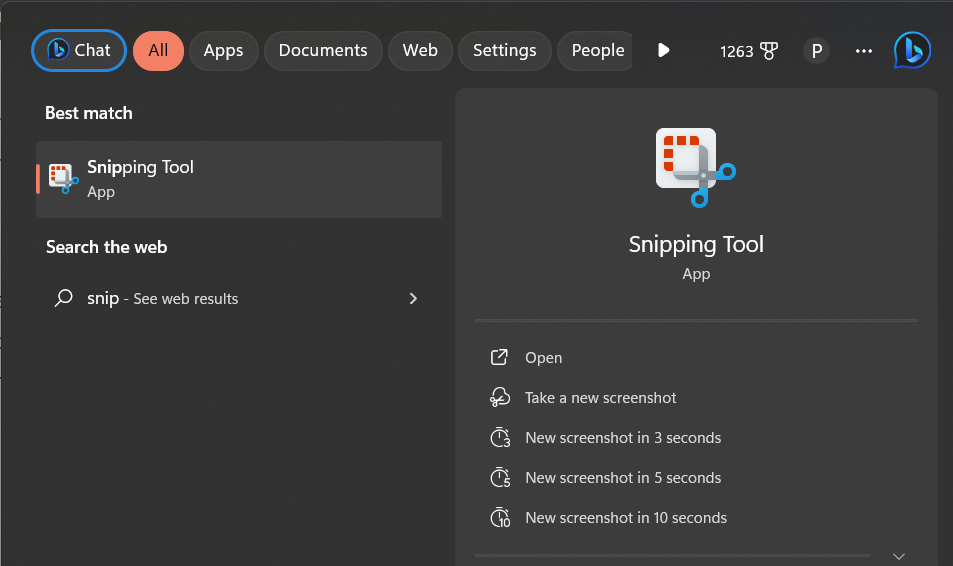 how to access the snipping tool in Windows 11